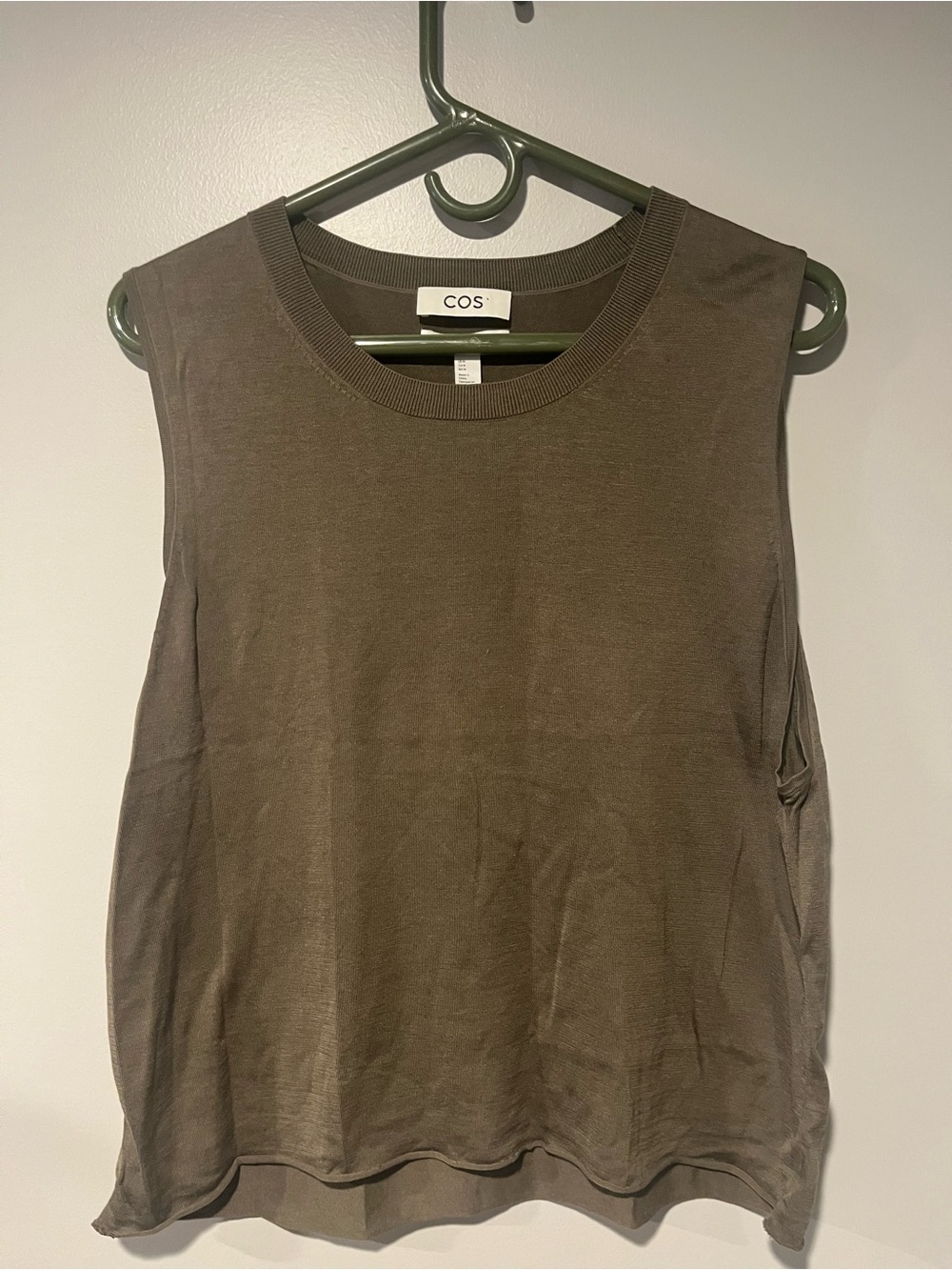 COS Relaxed Knit Sleeveless Top - Khaki Green - Missing Fabric Tag